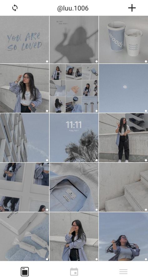 Pinterest Feed Ideas, 2023 Instagram Feed, Light Feed Instagram, Light Blue Instagram Feed, Study Instagram Feed, Blue And White Instagram Feed, Ig Themes Ideas Aesthetic, Page Instagram Design, Blue Feeds Aesthetic