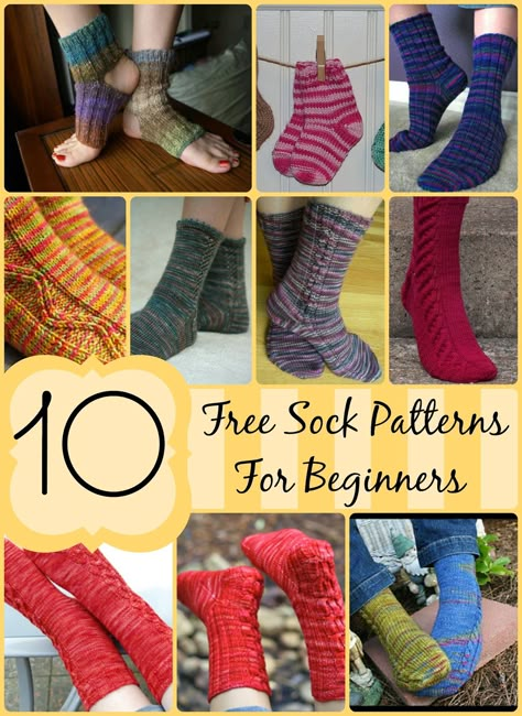 10 FREE Sock Patterns for Beginners!  Easy patterns to make your way into the world of sock knitting. Easy Patterns, Sock Knitting, Start Knitting, Sock Knitting Patterns, Crochet Socks, Blanket Knitting, Beginners Knitting, How To Start Knitting, Knitted Slippers