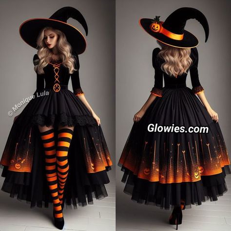 Halloween Party Dress For Women, Nice Witch Costume, Orange And Black Witch Costume, Cute Witches Costume, Halloween Diy Witch Costume, Halloween Dresses For Women, Scary Witch Costume Ideas, Womens Witch Costume Ideas, Cute Halloween Dresses