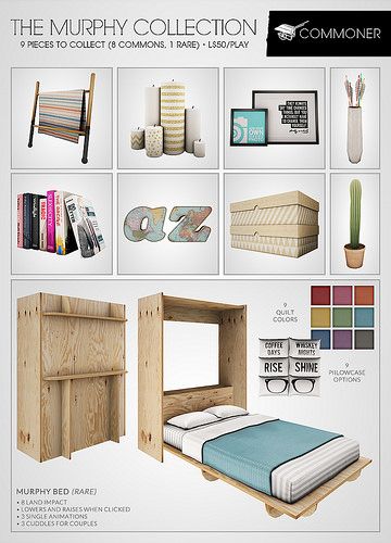 [Commoner] The Murphy Collection (Gacha Key) | Flickr - Photo Sharing! Bed Sims 4 Cc, Casas The Sims 4, March 1st, Murphy Bed, The Sims4, Sims 4 Cc, New Releases, Sims 4, Key