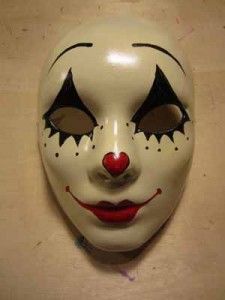 Scary Clown Masks, Drama Masks Aesthetic, Custom Ideas Halloween, Clown Mask Aesthetic, Mascara Design Ideas, Mascaras Aesthetic, Mask Painting Ideas, Surreal Mask, Halloween Mask Ideas