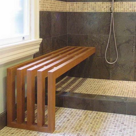 Teak Shower Floor, Teak Shower Seat, Teak Shower Stool, Shower Benches, Wood Shower Bench, Bathroom Bench, Accessible Bathroom Design, Ada Bathroom, Bathroom Accessories Design