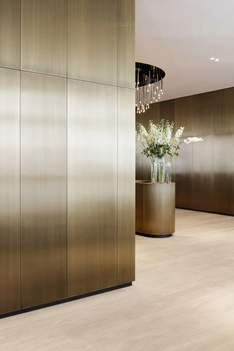 ingenhoven architects, hiepler, brunier, · Lanserhof at The Arts Club Mayfair · Divisare Arts Club, Library Furniture, Mayfair London, Door Design Modern, Lighting Concepts, Interior Design Concepts, Metal Kitchen, Kitchen Room Design, Health Club