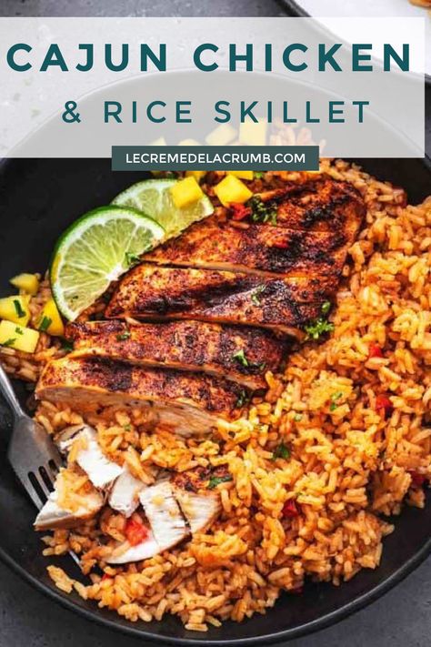 Cajun Chicken With Rice, Chicken And Rice Cajun, Cajun One Pan Meals, Cajun Chicken Recipes Healthy, Cajun Chicken Fried Rice, Cajun Chicken Skillet, Cajun Seasoned Chicken, Cajun Seasoning Chicken, Quick Healthy Chicken Meals