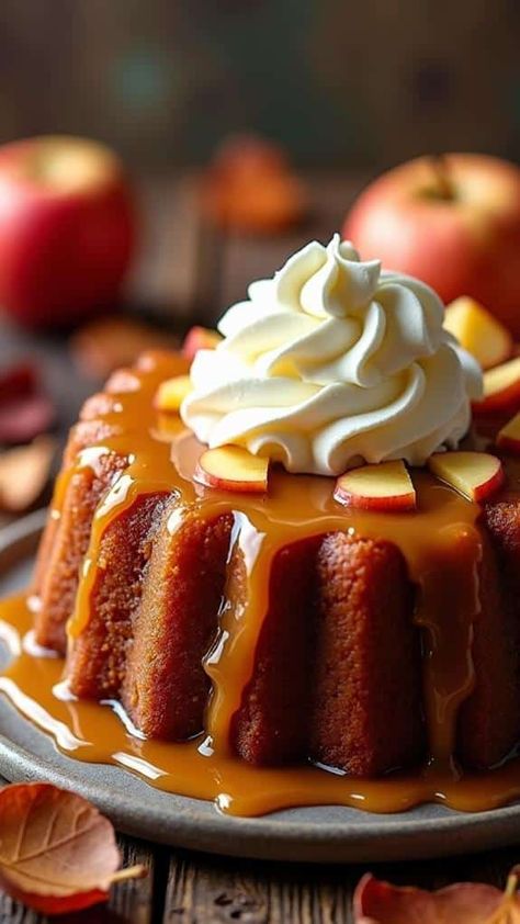 Caramel Apple Cider Cake With Maple Whipped Cream Ranch Parmesan Chicken, Pumpkin Quiche, Apple And Caramel, Apple Cider Cake, Cider Cake, Festival Cake, Maple Whipped Cream, Caramel Apple Cider, Walnut Chicken