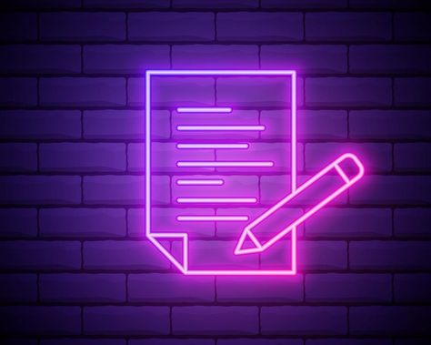 pencil, list, paper outline icon in neon style. elements of education illustration line icon. signs, symbols can be used for web, logo, mobile app, UI, UX isolated on brick wall Neon Element, Education Illustration, Ms Dhoni Wallpapers, Web Logo, Paper Outline, Neon Style, Live Screen Wallpaper, Neon Fashion, Mobile App Ui