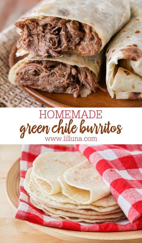 The easiest Green Chile Burritos require just a few ingredients, including a seasoned chuck roast and 505 green chile sauce. #greenchileburritos #greenchile #burritos #mexicanfood #crockpot #easydinner Chilli Burritos, Roast Beef Burritos, Green Chile Burritos, Green Chili Burritos, Chili Burritos, Chili Breakfast, Homemade Green Chili, Farmhouse Recipes, Shredded Beef Recipes