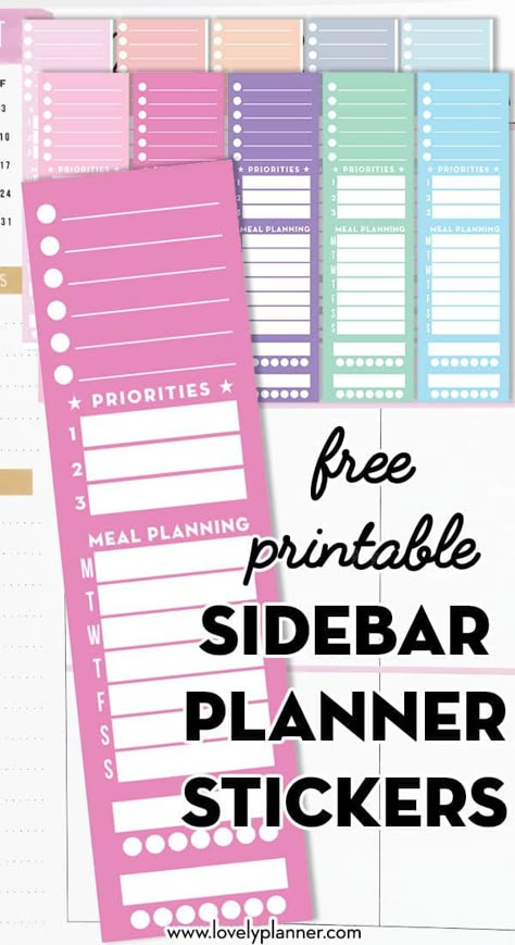 Happy Planner Free Printable, Happy Planner Printables, Planner Stickers Printable, To Do Planner, Free Printable Planner Stickers, Free Planner Stickers, Classic Happy Planner, Side Bar, Free Printable Stickers