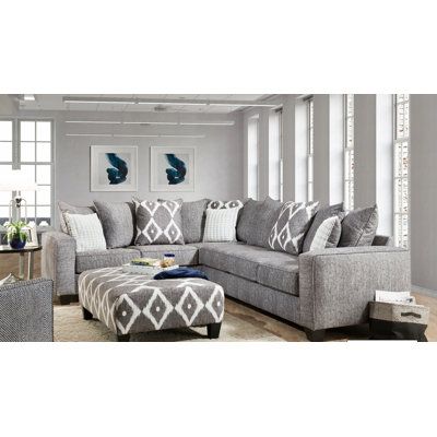 Our spacious sectional sofa with chaise features first-rate padded back cushions, deep comfortable seating with a contemporary design. Luxurious premium-filled back pillows, a contoured back, and designer flared arms offer the ultimate in comfort and support. Plus, best of all, each of the seat and back cushions is removable. Included are two stylish throw pillows and tapered wood legs that help compliment the overall design. Proudly made in Virginia, USA. From plush padded cushions, a soft & ea Gray Sectional, Sectional Sofa With Chaise, Sectional With Ottoman, Stylish Throw Pillows, Grey Sectional, Sofa Review, Fabric Pillow, Ottoman Bed, Upholstered Sectional