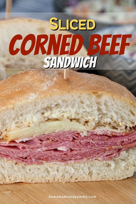 Sliced Corned Beef Sandwich is so easy to make. Corned beef lunch meat is super easy to work with and produces delicious results. ##cornedbeefsandwich #cornedbeefrecipe #reubensandwich #delisandwich Corned Beef Sandwich Recipe, Handheld Meals, Corned Beef Sandwiches, Sandwich Homemade, Western Recipes, Corned Beef Sandwich, Flexitarian Recipes, On A Bun, Best Sandwich Recipes