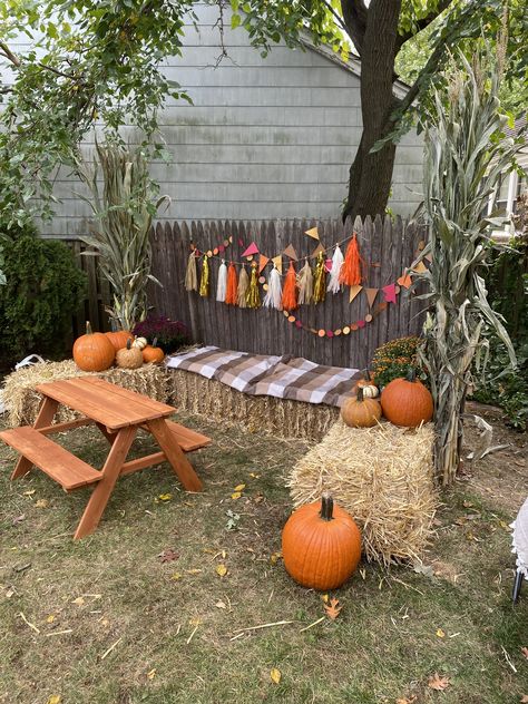 Fall Pinata, Fall Festival Decorations Outdoor, Fall Outdoor Party, Fall Backyard Party, Harvest Party Ideas, Outdoor Fall Party, Diy Pumpkin Patch, Harvest Party Decorations, Fall Festival Activities