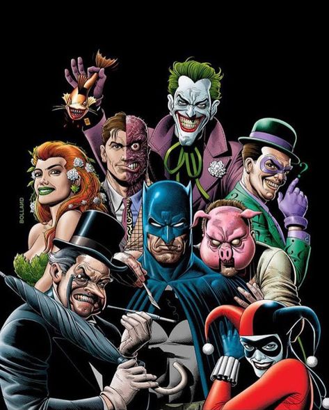 Batman Vs Rogues Brian Bolland, Gotham Villains, Comics Characters, Joker Batman, Dc Villains, Arte Dc Comics, Batman Universe, Comics Story, Batman Family