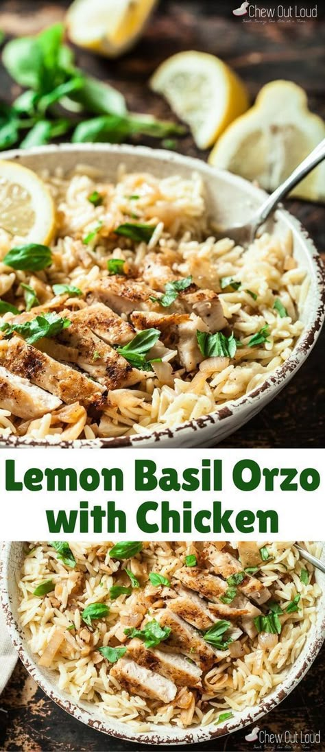 Lemon Basil Orzo, Basil Orzo, Orzo With Chicken, Dinner Light, Easy Summer Dinners, Lemon Basil, Summer Recipes Dinner, Easy Summer Meals, Summer Dinner