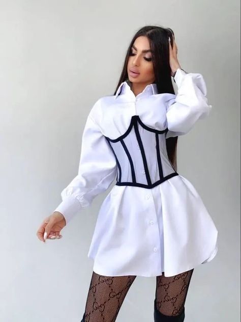 Corset Fashion Outfits, Chique Outfit, Corset Outfit, Formal Wear Women, Corset Shirt, Chique Outfits, Corset Fashion, Mode Casual, Dress Shirt Sleeves