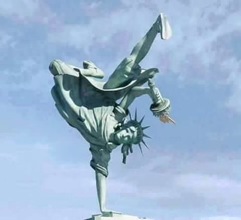 Instagram post by Mirren • Nov 7, 2020 at 9:56pm UTC Funny Statues, Staying Up Late, Lady Liberty, Get Shot, Very Funny Pictures, Break Dance, Made In America, Screen Shot, Videos Funny