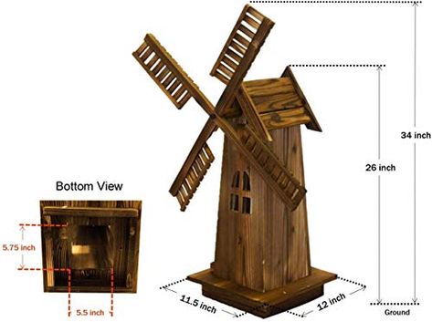 Amazon.com : PierSurplus Wooden Dutch Windmill Back Yard Decorations - Classic Old-Fashioned Windmill for Garden, Patio-34 in Tall : Garden & Outdoor Garden Windmill Plans, Wooden Windmill Plans, Mantal Decor, Windmill Woodworking Plans, Stoop Decor, Windmill Plan, Wood Windmill, Lighthouse Woodworking Plans, Windmill Diy