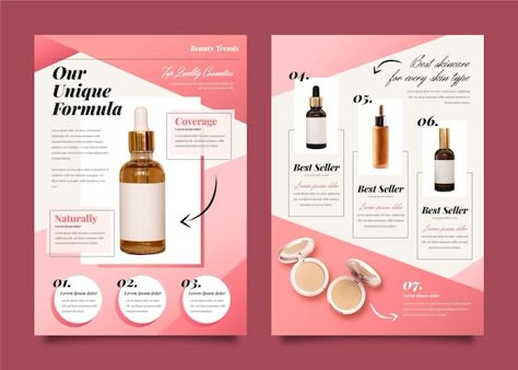 Beauty Product Catalogue, Beauty Catalogue Design, Flyers Design Ideas, Beauty Product Design, Beauty Catalogue, Product Leaflet, Product Catalogue Design, Product Catalog Design, Catalog Design Inspiration