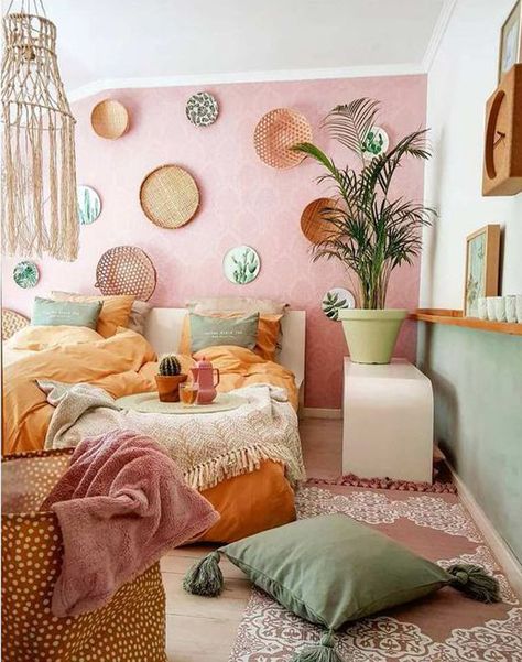 25 Terracotta Color Schemes For Your Interior Style | Home Design And Interior Cozy Dorm Room, Boho Styl, Deco Boheme, Boho Bedroom Decor, Boho Room, Design Del Prodotto, Bedroom Boho, Decor Minimalist, Cozy Room