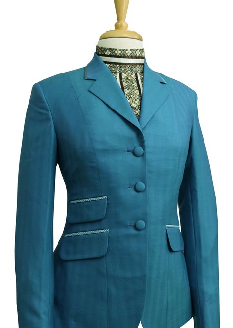 Teal Hunt Show Coat! Hunt Seat Show Clothes, Hunt Seat, Hunt Coat, Horse Stuff, Clothing Design, Dressage, Men's Blazer, Suit Jacket, Custom Design