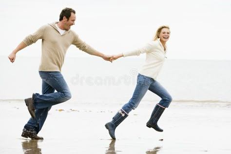 Couple running on beach holding hands. Smiling , #AD, #beach, #running, #Couple, #Smiling, #hands #ad Running Couple, Holding Hands Drawing, Couple Smiling, Running Drawing, Running Pose, People Holding Hands, Couple Poses Drawing, Couple Running, Beach Running