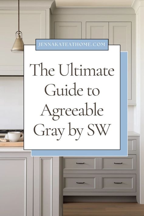 This is the ultimate guide to Agreeable Gray by Sherwin Williams. Learn how to use Agreeable Gray Sherwin Williams on walls, cabinet, trim, or even your exterior. Discover how this versatile Sherwin Williams gray fits into any palette and why SW Agreeable Gray is a top choice for every space. Coordinating Colors For Agreeable Gray, Sw Repose Gray Cabinets, Sherwin Williams Agreeable Gray Walls, Sherwin Williams Agreeable Gray Cabinets, Colors With Agreeable Gray, Agreeable Gray With Wood Trim, Agreeable Gray Bathroom Walls, Sherwin Williams Agreeable Gray Palette, Agreeable Gray Cabinets Kitchen