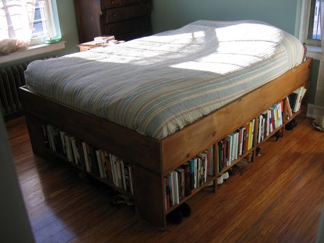 Book Bed Frame, Bed Library, Bookshelf Bed, Bed Bookshelf, Bookcase Bed, Bed Shelves, Guest Bed, Creative Living, Shoe Closet