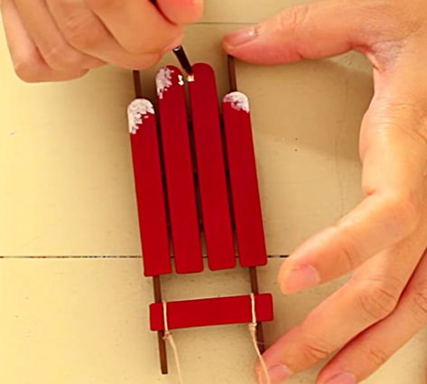 Try making a DIY Sled and Skis Ornament from popsicle sticks and craft paint Ski Ornaments, Diy Sled, Popsicle Stick Ornaments, Popsicle Stick Christmas Crafts, Popsicle Crafts, Popsicle Stick Crafts, Christmas Wood Crafts, Popsicle Stick, Christmas Ornaments Homemade