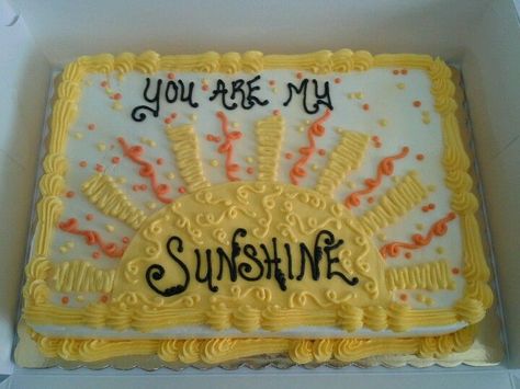 Sunshine Cupcakes, Sun Cake, Sunshine First Birthday, Sunshine Birthday Parties, Sheet Cake Designs, Sunshine Cake, Sunshine Party, Birthday Sheet Cakes, Sunshine Baby Showers