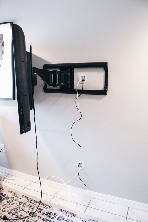 How to Hide Your TV Cords - Within the Grove How To Hide Tv Wires On Wall, Hidden Tv Wires, Tv Wire Hiding Ideas, How To Hide Tv Cords Mounted Tv, Hiding Tv Cords On Wall, Hide Electrical Cords, Hide Tv Cords, Hide Your Tv, Hide Tv Cables