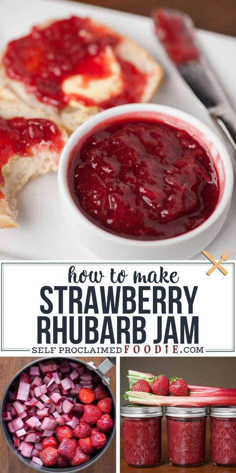 Strawberry Rhubarb Recipes, Rhubarb Jelly, مربى الفراولة, Rhubarb Jam Recipes, Fresh Rhubarb, Strawberry Rhubarb Jam, Rhubarb Desserts, Strawberry Jam Recipe, Jam Recipes Homemade