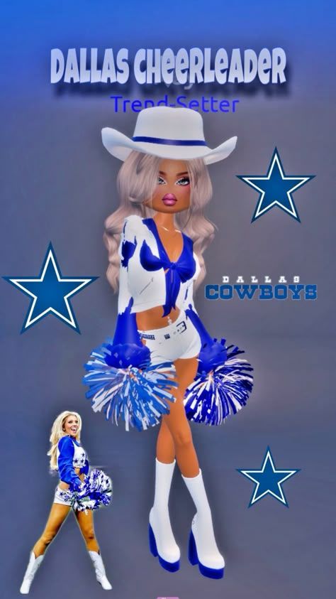 Tv Dress, Cheerleading Dress, Cowboy Football, Cheer Dress, Football Dress, Dallas Cheerleaders, Vip Dress, Silly Clothes, Aesthetic Roblox Royale High Outfits