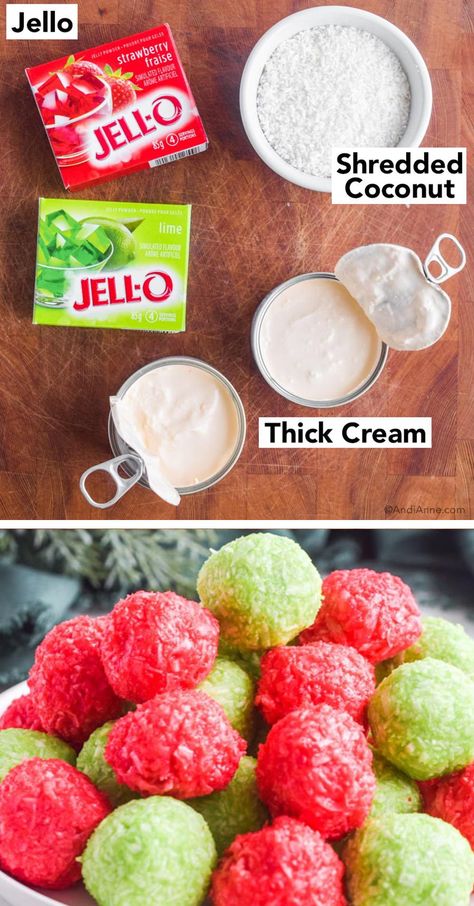 Strawberry Jello Coconut Balls, Jello Coconut Balls, Cookies With Jello Powder, Moms Christmas Jello Balls Recipe, Jello Balls How To Make, Jello Powder Recipes, Christmas Jello Balls Recipe, Jello Cookies Christmas, Cookies Made With Jello