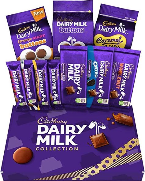 Give this huge collection of assorted Cadbury Dairy Milk chocolate in a variety of flavours and types as a festive gift for a loved one or friend The collection includes: Dairy Milk, Marvellous Creations Popping Candy, Dairy Milk Caramel, Dairy Milk Fruit & Nut, Dairy Milk Oreo, Dairy Milk Whole Nut,giant Buttons, Dairy Milk, Caramel Nibbles and Orange Giant Buttons This is a box of assorted chocolate, weighing 1.04 kg #chocolatehamper #chocolate Amazon Affiliated Cadbury Marvellous Creations, Dairy Milk Caramel, Cadbury Caramel, Cadbury Dairy Milk Chocolate, Chocolate Collection, Caramel Chocolate Bar, Fruit And Nut Bars, Chocolate Pack, Dairy Milk Chocolate