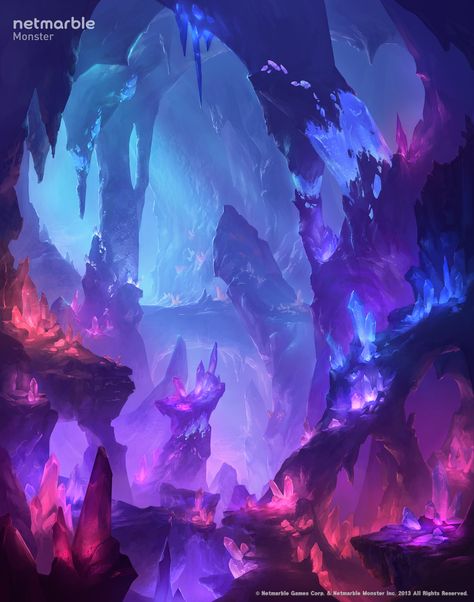 Crystal Cave Aesthetic, Crystal Cave Art, Underdark Aesthetic, Cave Monster, Crystal Monster, Games Background, Crystals Art, Magic Background, Crystal World