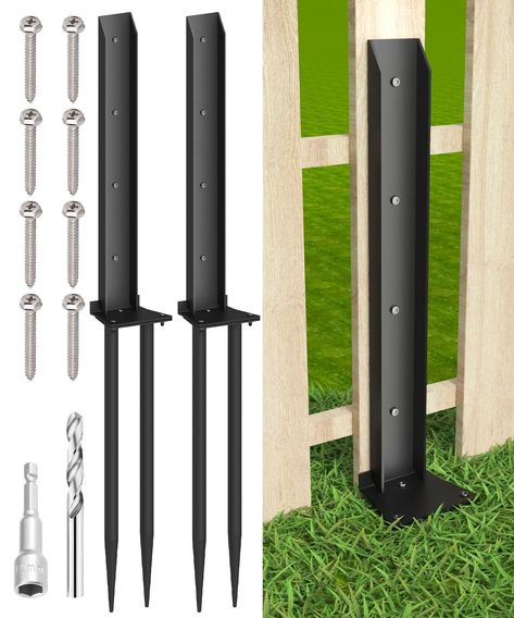 PRICES MAY VARY. Sturdy & Long-Lasting: The fence post repair stakes are constructed from high-strength materials to ensure that your fence or posts are securely anchored, providing stability and durability against the elements for prolonged use. Total height: 32.2 inches; In-ground height: 15.7 inches, effectively keeps the wooden post from tipping over. Professional Grade Fixation: h-design is firmer than a straight spike, easily passing the concrete foundation around the wooden pile. Double-t Fence Post Repair, Steel Fence Posts, Wood Fence Post, Concrete Foundation, Security Fence, Steel Fence, Wooden Posts, Poured Concrete, H Design