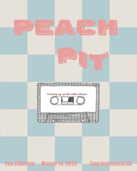 Peach Pit Album Cover, Peach Pit Aesthetic, Peach Pit Poster, Peach Pit Band, Singer Posters, Apartment Posters, Pretty Posters, College Wall Decor, Band Room