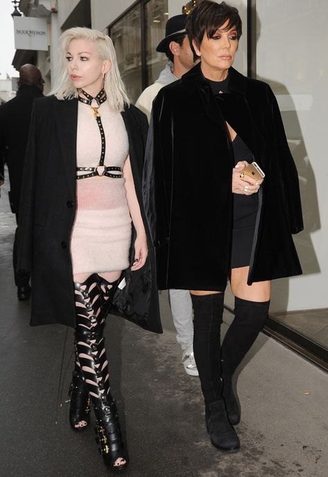 Kris Jenner Style, Leather Pants Women, Jenner Style, Kardashian Style, Kris Jenner, Black Mini Dress, Kardashian Jenner, Thigh High Boots, Fashion Killa