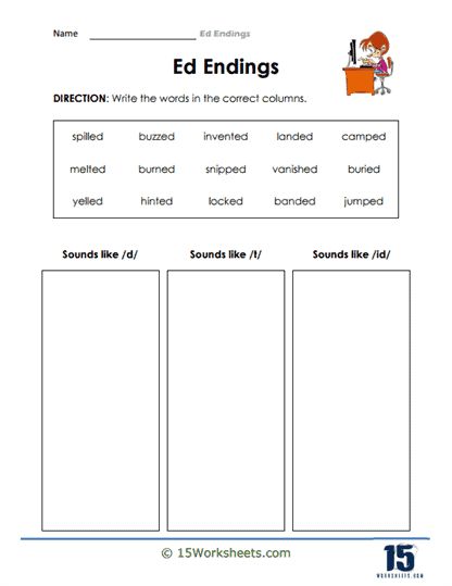 Ed Sound Worksheet, Ed Endings, Find A Word, Column Base, English Phonics, Word Bank, A Word, Engagement Activities, Master Class