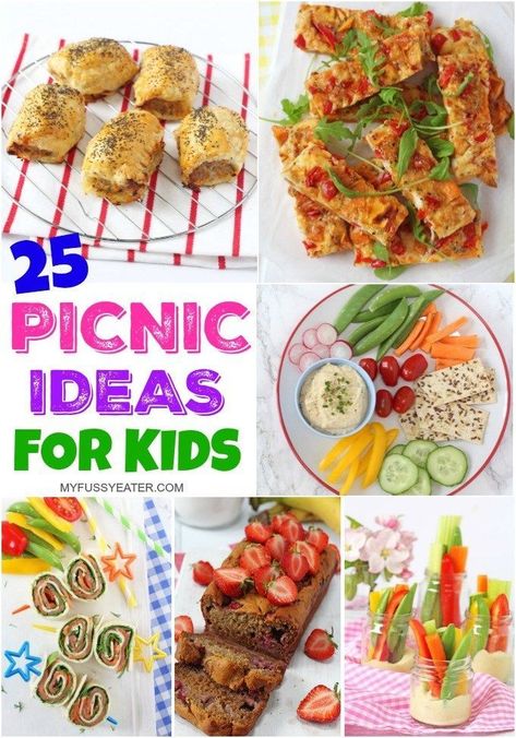 25 Easy & Healthy Picnic Food Ideas for Kids! Picnic Food Ideas For Kids, Picnic Ideas For Kids, Healthy Picnic Food Ideas, Picnic Food Kids, Kids Picnic Foods, Picknick Snacks, Healthy Picnic Foods, Best Picnic Food, Food Ideas For Kids