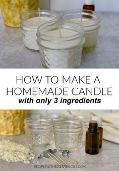 Candles Diy Homemade, Homemade Candle Wick, Homemade Essential Oil Candles, Easy Homemade Candles, Oil Candles Diy, Coconut Oil Candle, Homemade Candle Recipes, Essential Oil Candles Diy, Candle Scents Recipes