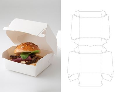 Burger Box Packaging, Modular Packaging, Food Delivery Packaging, Burger Packaging, Packaging Dielines, Packaging Nets, Clever Packaging, Rice Packaging, Burger Box