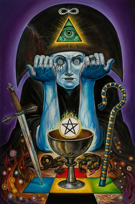 Tarot Card Magician #magician Kartu Tarot, Chaos Magick, The Magician Tarot, Aleister Crowley, Esoteric Art, Psy Art, Tarot Cards Art, Occult Art, Tarot Art