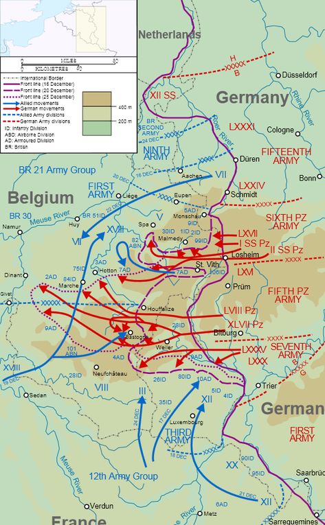 Battle of the Bulge 1944.  I have it on good authority that there was never a hell such as this. Wwii Maps, Battle Of The Bulge, German Army, Us History, Historical Maps, History Facts, Military History, World History, American History