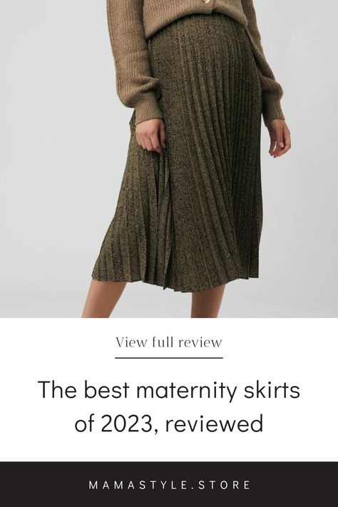 Credit: Ripe Maternity Maternity Sweater Skirt Outfit, Maternity Pleated Skirt Outfit, Maxi Skirt Pregnancy Outfit, Maternity Skirt Pattern, Maternity Skirt Outfits, Maternity Denim Skirt, Maternity Skirts, Silk Slip Skirt, Pleated Skirt Outfit