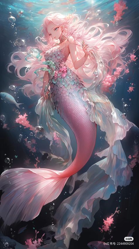 Anime Mermaid Female, Mermaid Concept Art, Beautiful Mermaid Art, Siren Anime, Mermaid Tail Art, Mermaid Tail Drawing, Mermaid Anime, Anime Mermaid, Fantasy Mermaids