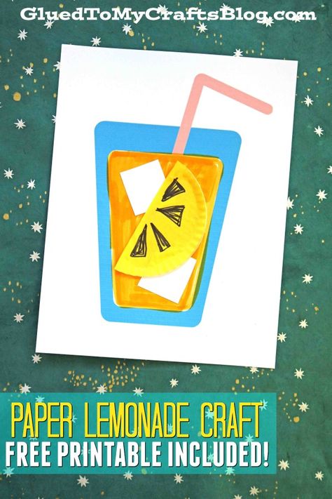 Lemonade Craft, Juice Crafts, Summer Crafts For Toddlers, Lemon Crafts, Free Printable Crafts, Printables Free Kids, Daycare Ideas, Cup Crafts, Kid Craft