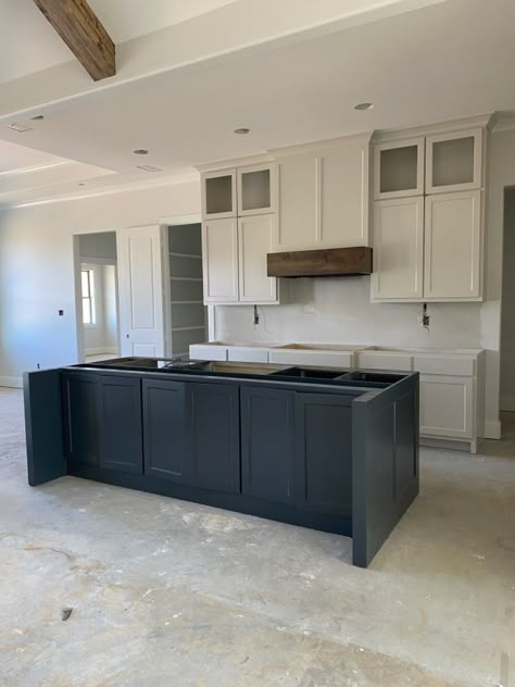 Shaker Cabinets Kitchen Island, Kitchen Cabinets With Island Ideas, Greige Cabinets Black Island, Cabinets In Island, 10ft Kitchen Cabinets, Greige Kitchen Cabinets Black Island, Kitchen Cabinet And Island Paint Colors, 39 Inch Kitchen Cabinets, Kitchen Island Cabinets On Both Sides