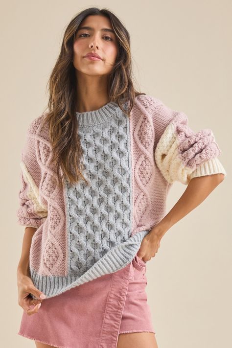 Kaeli Multi Color Knit Sweater in Pink Combo | Altar'd State Altar'd State, Oversized Hand-knitted Pink Sweater, Altard State Sweaters, Altard State Graphic Tee, Playful Pink Winter Sweater, Blush Outfit, Cute Christmas Ideas, Lounge Sweater, Cozy Socks