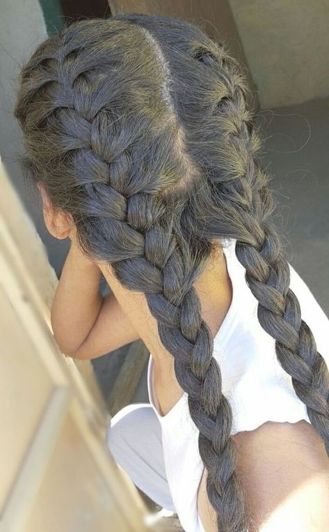 Double French Braid - Gist94 2 French Braids Hairstyles, 2 Loose French Braids, French Braid By Hair Pattern, French 2 Braids, French Braid 2 Braids, Curly Hairstyles Plaits, French Ponytail Braid, Double Plaits Hairstyles, Loose French Braids Two