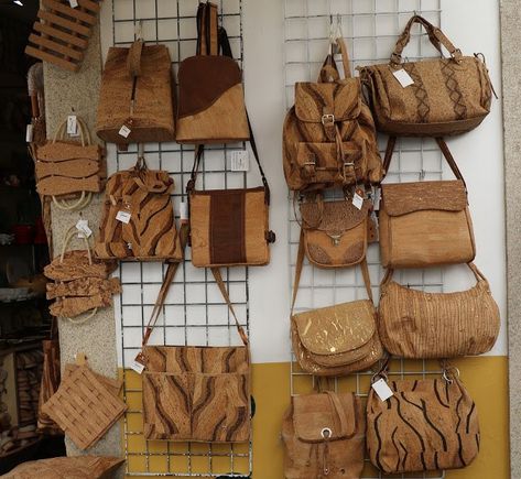 The range of cork #souvenir  products made in #portugal  is amazing! In #Evora every useful product imaginable was made of cork. Evora Portugal, Travel Jar, Cork Bag, Travel Memories, Diy Hacks, On Display, Buzzfeed, Bing Images, Burlap Bag